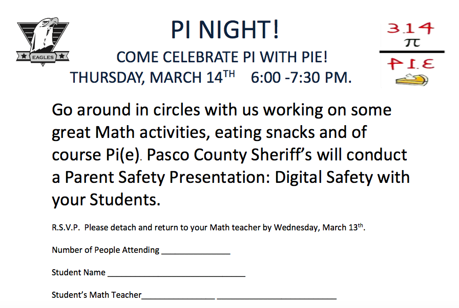 Pi Night – Parent & Student Event 3.14