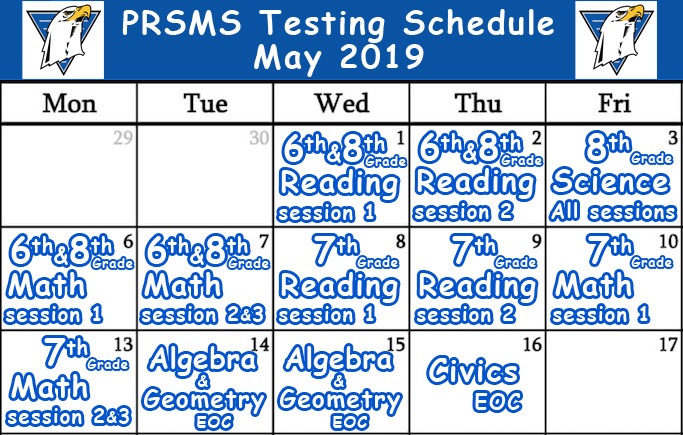 Testing Schedule – May, 2019