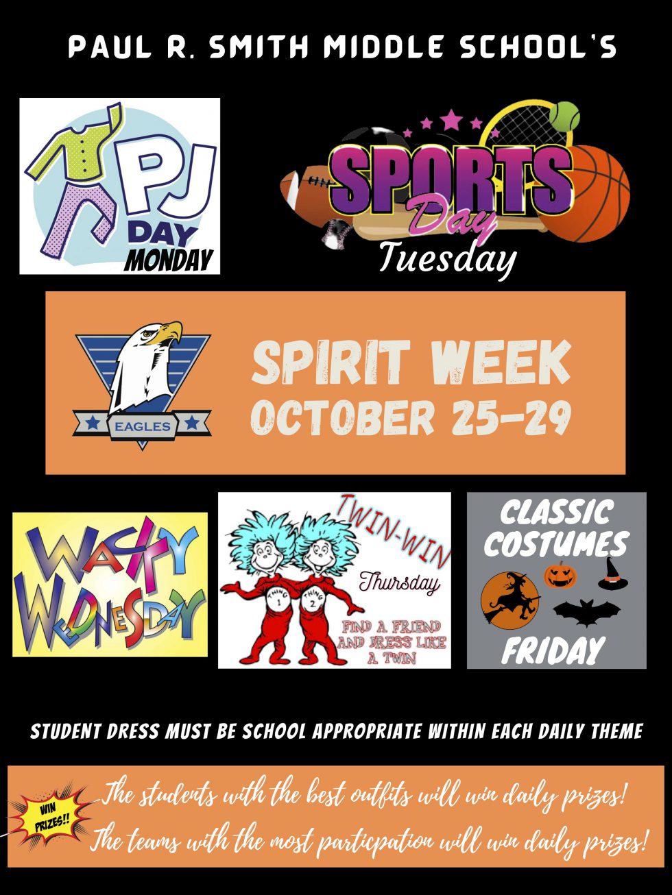 Eagle Spirit Week – October 25-29 | Paul R. Smith Middle School