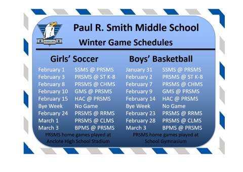 2022 Winter Sports Schedules | Paul R. Smith Middle School