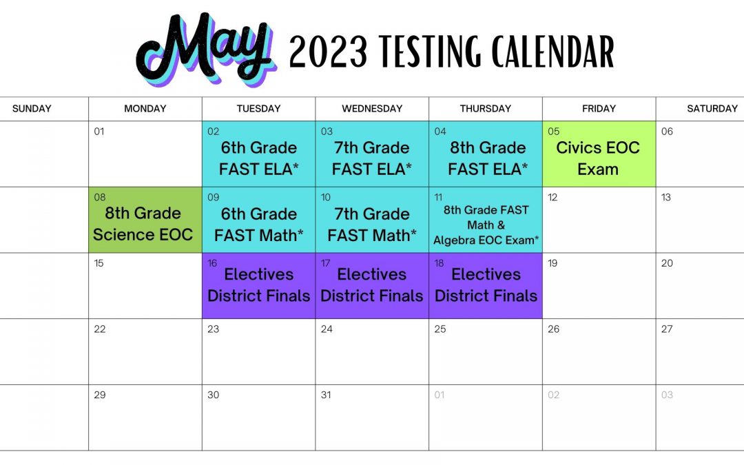 May Testing Calendar